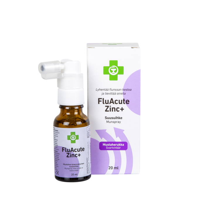 APTEEKKI FluAcute Zinc+ mustaherukka 20 ml kuva 2