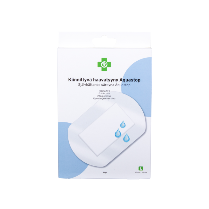 APTEEKKI Kiinnittyvä haavatyyny Aquastop L 10 cm x 15 cm 5 kpl/rasia kuva 2