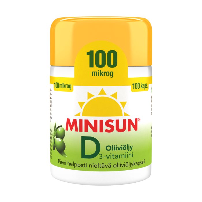 Minisun D-vitamiini Oliiviöljy 100 mikrog 100 KPL kuva 3