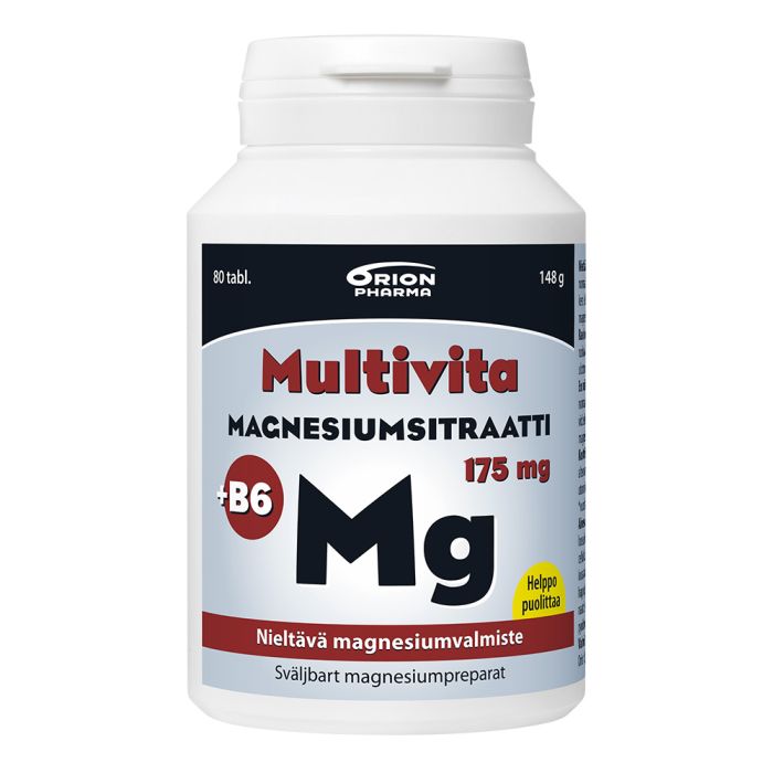Multivita Magnesiumsitraatti + B6 175 mg nieltävä tabletti 80 kpl kuva 3