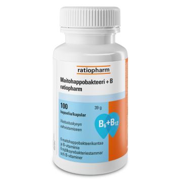 Maitohappobakteeri +B ratiopharm purkki 100 kaps